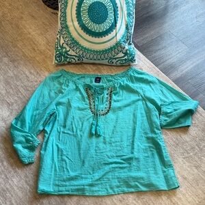 GAP Turquoise Embroidered Blouse